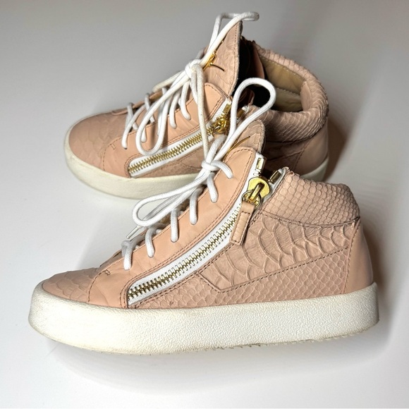 Giuseppe Zanotti Women Snakeskin Embossed Leather Double Zip High Top Sneaker 36 - Picture 9 of 10